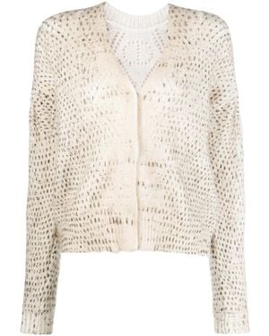 Twinset Cardigan En Maille Nervurée À Effet Brossé - Neutre