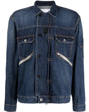 Sacai Straight-Point Collar Cotton Jacket - Blue