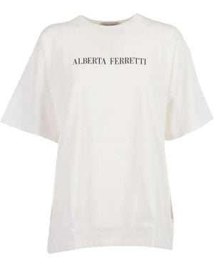 Alberta Ferretti Relaxed Fit Cotton T-Shirt With Poetic Text Detail - White