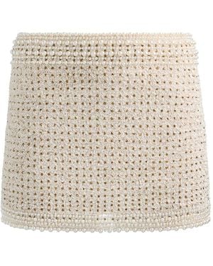 Alice + Olivia Rubi Crystal-Embellished Mini Skirt - Natural