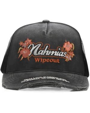 NAHMIAS Wipeout Embroidered Distressed Trucker Hat - Black