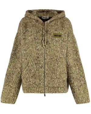Miu Miu Hooded Zip Sweatshirt - Green