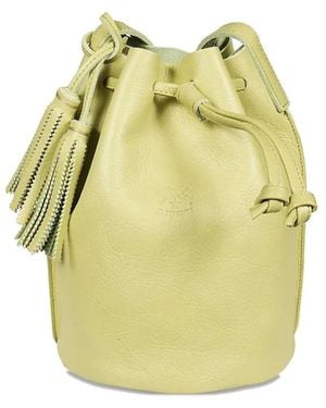Il Bisonte Silvia Tassel Drawstring Bucket Bag - Yellow