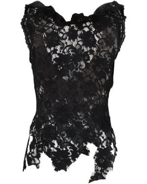 GIUSEPPE DI MORABITO Ruffled Lace Top - Black