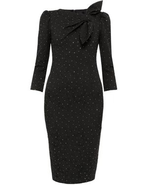 Nissa Rhinestone-Embellished Brocade Midi Dress - Black