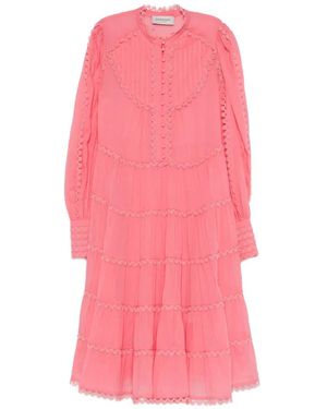 ERMANNO FIRENZE Layered Lace Midi Dress - Pink