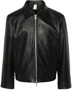 sunflower Zip-Up Leather Jacket - Black