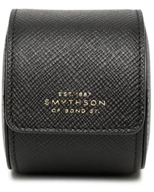 Smythson Panama Leather Single Watch Roll - Gray
