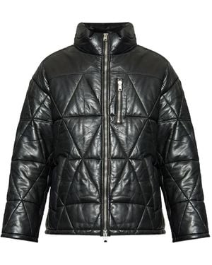 AllSaints Brockwell Leather Puffer Jacket - Black