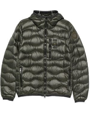Blauer Wave-Quilted Hooded Jacket - Green