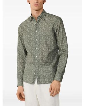 Hackett Tiger-Print Kent-Collar Shirt - Gray