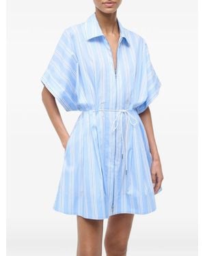 STAUD Striped Drawstring Dress - Blue