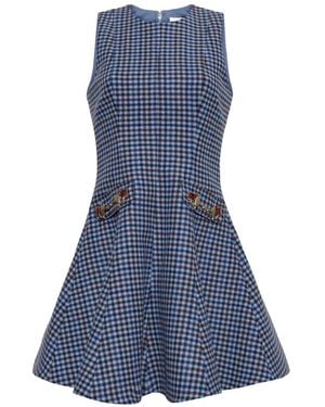 Cara Cara Burns Kariertes Minikleid - Blau