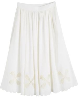 Chinti & Parker Broderie Midi Skirt - White