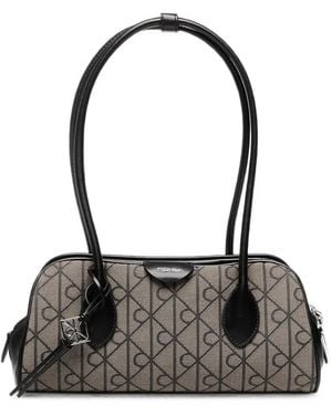 Calvin Klein Monogram-Print Shoulder Bag - Black