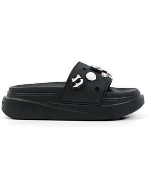 KARL LAGERFELD Embellished Platform Slides - Black