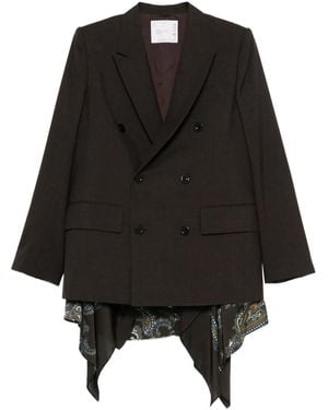 Sacai Double-Breasted Paisley Blazer - Black
