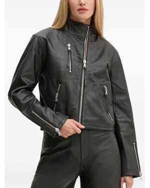 Won Hundred Zip-Up Leather Jacket - Black