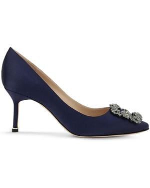 Manolo Blahnik Pumps Hangisi Con Fibbia - Blu