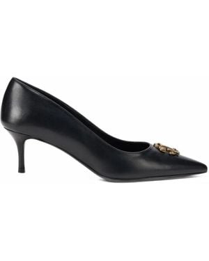 Roberto Cavalli Logo-Plaque Pointed-Toe Pumps - Black