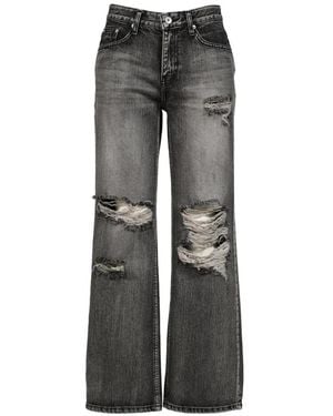 BOHEMSEO Distressed Wide-Leg Jeans - Grey