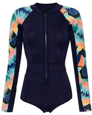 Duskii Badpak Met Tropische Print - Blauw