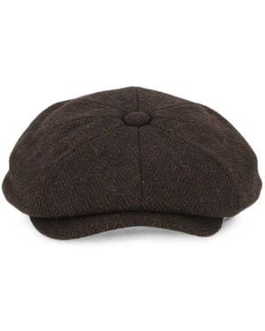 Barbour Fyne Herringbone Baker Boy Cap - Brown