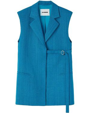 Jil Sander ベルテッド ノースリーブジャケット - ブルー