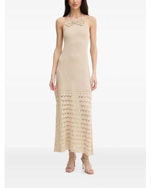 Twinset Crochet-Knit Floral-Appliqué Dress - Natural