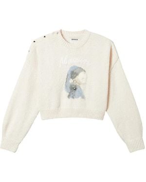 Musium Div. Graphic-Print Button-Shoulder Jumper - White
