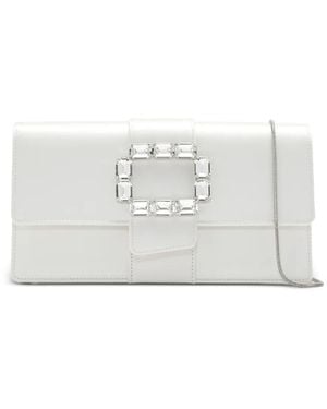 Manolo Blahnik Maycapjou Crystal-Buckle Clutch Bag - White