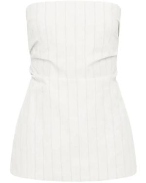 St. Agni Strapless Tie Back Pinstriped Top - White