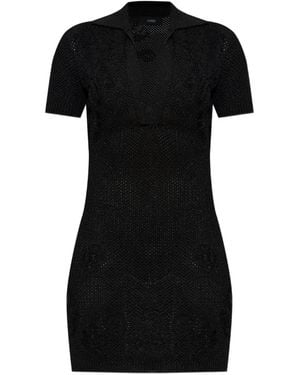 Amiri V-Neck Knitted Mini Dress - Black