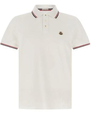 Moncler Logo-Patch Tipped Polo Shirt - White