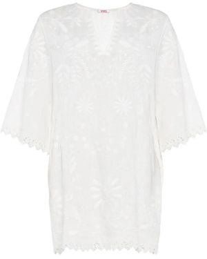 Eres Aigue-Marine Embroidered Linen Mini Dress - White