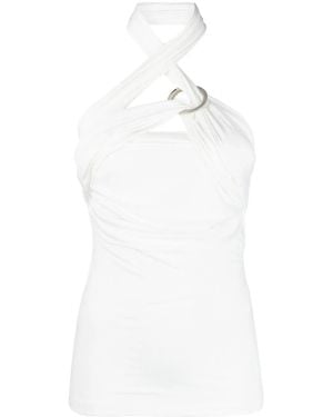 The Attico Draped Halterneck Dress - White