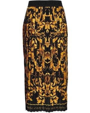 Versace Jeans Couture Baroque-Print Pleated Midi Skirt - Metallic