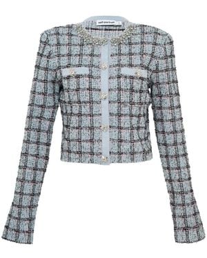 Self-Portrait Geruit Katoenen Vest - Blauw