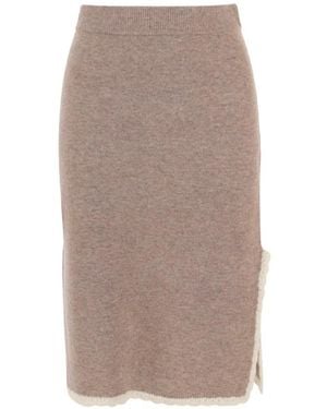 THE GARMENT Como Crochet-Trim Knitted Midi Skirt - Natural