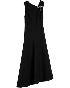 Jil Sander Jewel Bow Asymmetrical Hem Dress - Black