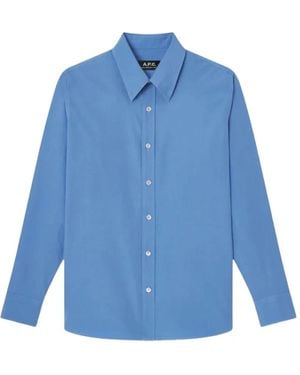 A.P.C. Kayla Button-Down Long-Sleeve Shirt - Blue