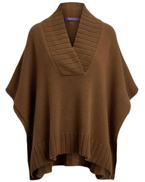 Ralph Lauren V-Neck Cape Top - Brown