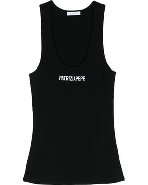 Patrizia Pepe Ribbed Top - Black