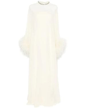 Roland Mouret Feather-Trim Gown - White