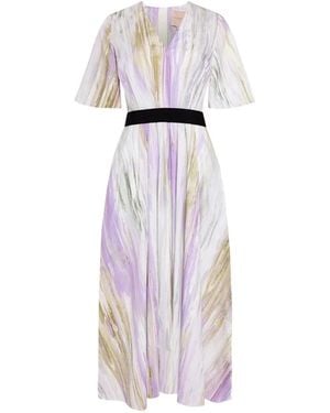 ROKSANDA Sana Brushstroke-Print Tie-Waist Midi Dress - White