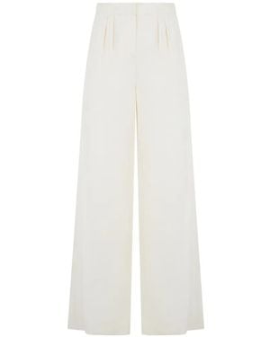 Alberta Ferretti Pleated Wide-Leg High-Waisted Pants - White