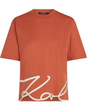 KARL LAGERFELD T-Shirt À Ourlet Signature - Orange