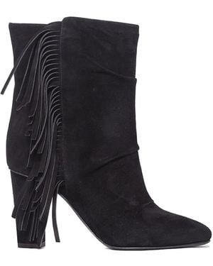 Giuseppe Zanotti Fringed Suede Boots - Black