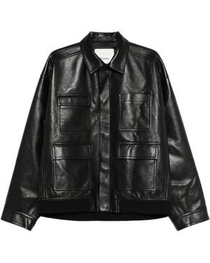 Nanushka Flap-Pocket Leather Jacket - Black
