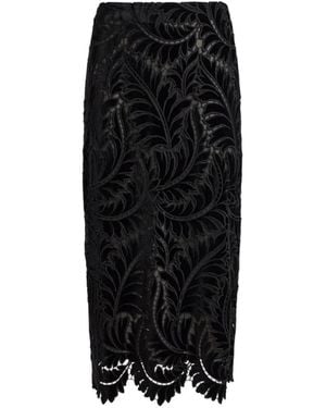 Etro Embroidered Cotton Velvet Midi Skirt - Black